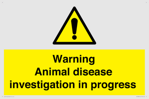 Warning Animal disease investigation in progress